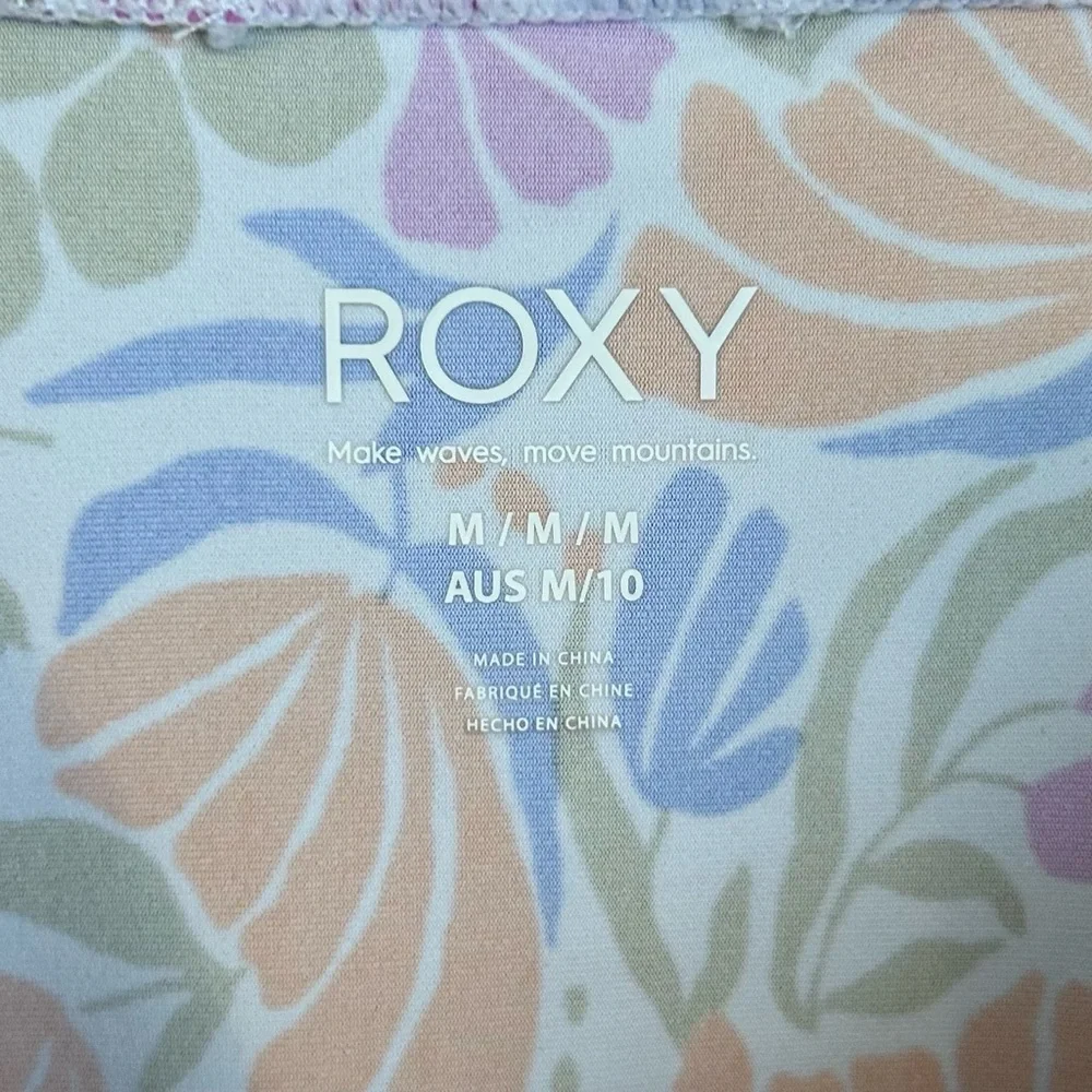 Roxy Women’s Long Sleeve Multi Color Floral Rashguard Swim Top, Size Medium - Picture 2 of 6